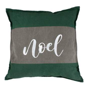 Northlight 18" Green and Brown Suede "Noel" Christmas Square Throw Pillow