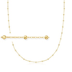 Ross-Simons Italian 10kt Yellow Gold Bead Station Necklace Size 18 - 1 of 3