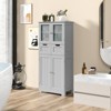 Tangkula Tall Bathroom Storage Cabinet Freestanding Floor Cabinet w/2 Double Door Cabinet& 2 Drawers 3-position Adjustable Shelves - 2 of 4