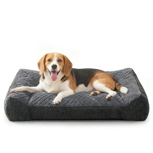 Luxury Orthopedic Dog Bed with Rabbit Fur Fleece, Double Mixed Shredded Foam Support, Machine Washable Pet Sofa - 1 of 4