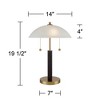 360 Lighting Orbital 19 1/2" High Small Mid Century Modern Accent Table Lamps Set of 2 Gold Wood Glass Metal White Dome Shade Living Room Bedroom - 4 of 4