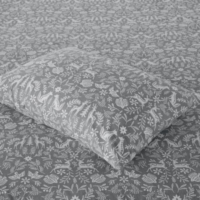 Queen Sage Winter Fauna Cotton Flannel Sheet Set