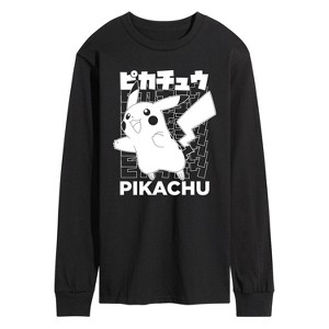 Men's - Pokémon - Pikachu Kanji Long Sleeve Graphic T-Shirt - 1 of 4