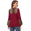Clearlove Women's Leopard Print Tunic Tops Casual Color Block Blouse Long Sleeve T Shirt - 3 of 4