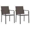 vidaXL Patio Chairs with Cushions 2 pcs Brown 22"x23.2"x33.1" Poly Rattan - 2 of 4