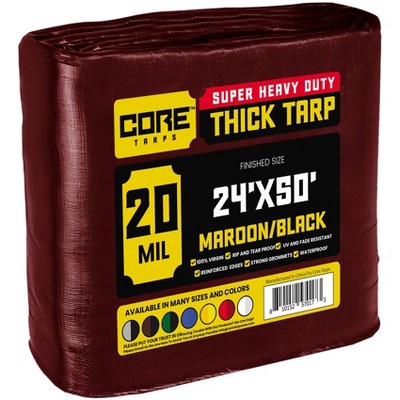 Core Tarps Heavy Duty 20 Mil Tarp Cover, UV Resistant, Rip Proof for Roof, Camping, Patio, Pool, Boat