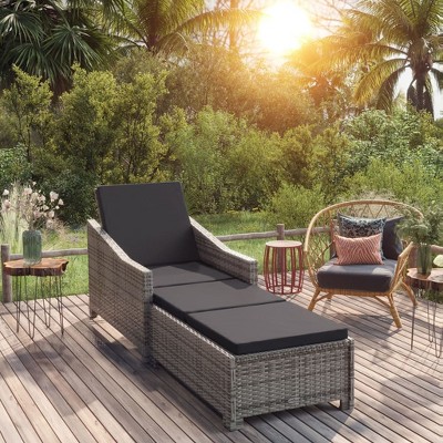 vidaXL Sun Lounger Dark Grey, Grey