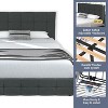 Allewie King Upholstered Bed Frame/4 Storage Drawers/Adjustable Headboard/Square Stitched Button Tufted/wooden Support/Easy Assembly/Dark Grey - 3 of 4