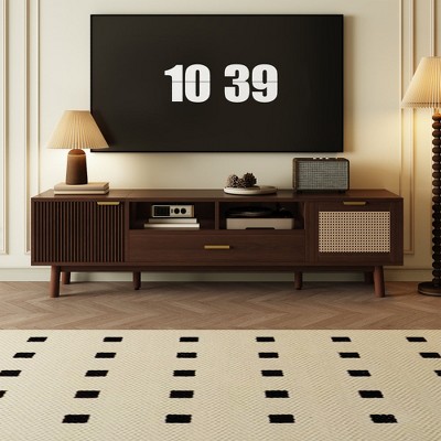 Chic Crate-Modern Wood TV Stand – 75In Media Console w/ Soft-Closing & Drop-Down Doors | Multi-Room Storage