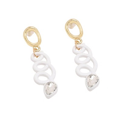 SOHI Women's White Abstract Drop Earrings
