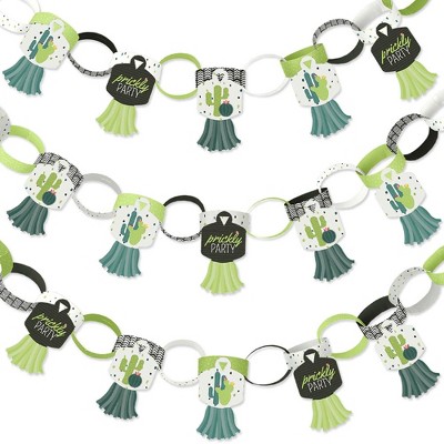 Big Dot of Happiness Prickly Cactus Party - 90 Chain Links and 30 Paper Tassels Decoration Kit - Fiesta Party Paper Chains Garland - 21 feet