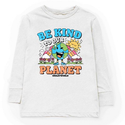 The Juniper Shop SmileyWorld Be Kind To Our Planet Rainbow Youth Long Sleeve Tee