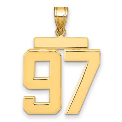 Black Bow Jewelry 14k Yellow Gold, Athletic Collection, Large Polished Number 97 Pendant