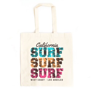 City Creek Prints California Surf Stacked Canvas Tote Bag - 15x16 - Natural - 1 of 2