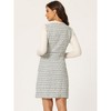 INSPIRE CHIC Women's V Neck Button Front Pockets Vintage Sleeveless Plaid Tweed Pinafore Dress - 4 of 4
