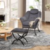 Lazy Chair with Ottoman, Reading Chair with Armrests and A Side Pocket, Modern Lounge Leisure Sofa Armchair - 4 of 4