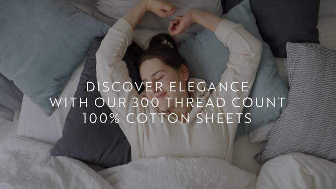 300 Thread Count 100% Cotton 4 Piece Solid Sheet Set Sateen Weave - Becky Cameron, 2 of 14, play video