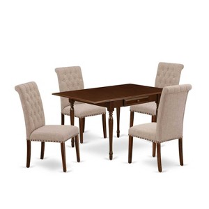 HomeStock 5-Pc Mahogany Finish Solid Wood Top - Dining Room Set with Dropleaf - Seats 4 - 1 of 4