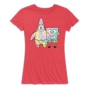 Women's - SpongeBob SquarePants - SpongeBob & Patrick Tie Dye Short Sleeve Graphic T-Shirt - 1 of 4