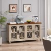LOVSON 59.45"L Elegant European antique style 4-door cabinet with tempered glass doors for dining room, living room and hallway,Beige - 2 of 4