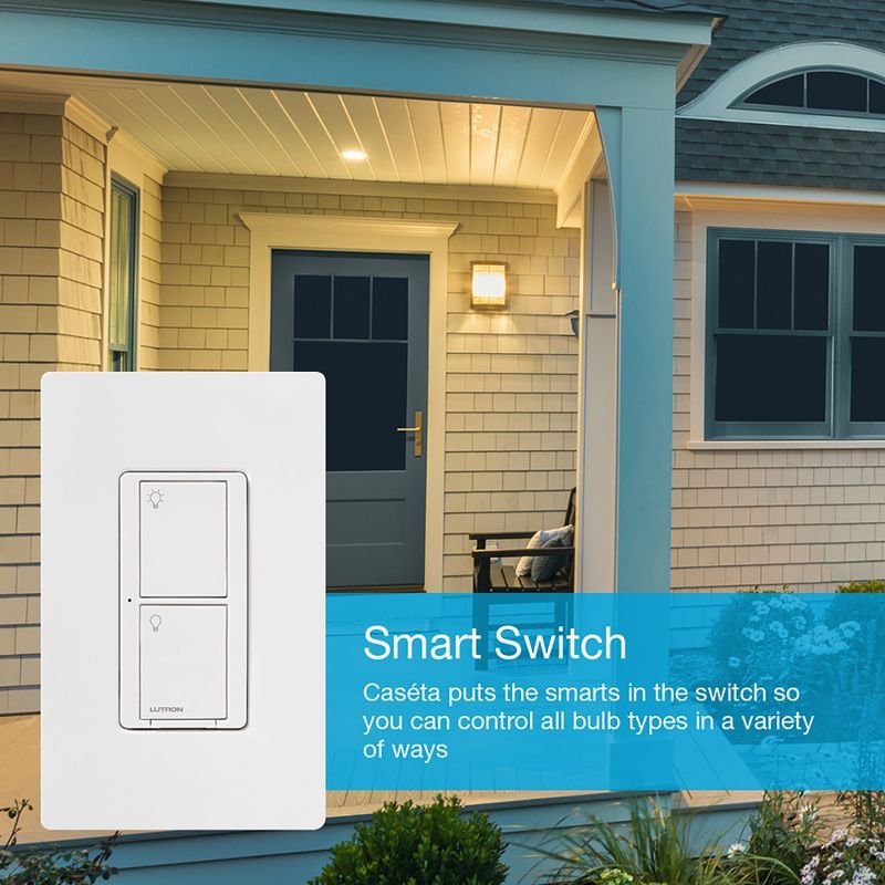 Lutron Caseta Smart Switch for All Bulb Types or Fans, 5A | Neutral Wire Required | PD-5ANS-WH-R | White, 3 of 9