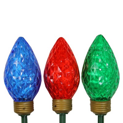 Northlight 3ct Multi-Color LED Jumbo C9 Bulb Christmas Pathway Marker Lawn Stakes - 3 ft White Wire