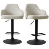Mars Set Of 2 Armrest Upholstered 360° Swivel Counter Height Stool, 26"-34.5" Adjust Barstool With Black Legs-Maison Boucle - 2 of 4