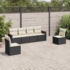 vidaXL 6 Piece Patio Sofa Set with Cushions - Black and Cream Without Table - 2 of 4