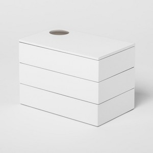 Spindle Jewelry Storage Box White - Umbra: Hardwood Organizer with Drawer, No Assembly Required - 1 of 4