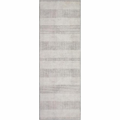 Modern Stripe Pattern Area Rug - Machine Washable, Non-Slip, Low-Pile Rug for Living Room, Bedroom, and Entryway