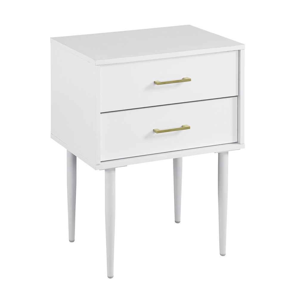 Photos - Storage Сabinet Ora Mid-Century Modern 2 Drawer Nightstand White - Saracina Home