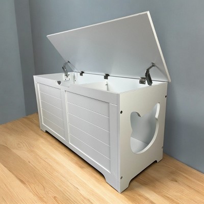 LAOTIES 39" Modern Hidden Cat Litter Box Furniture,Dog Proof Enclosure Cabinet,Cat Washroom Bench for Large Cats