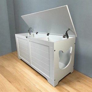 LAOTIES 39" Modern Hidden Cat Litter Box Furniture,Dog Proof Enclosure Cabinet,Cat Washroom Bench for Large Cats - 1 of 4