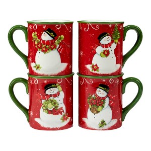 16oz 4pk Earthenware Holiday Magic Snowman Mugs - Certified International - 1 of 2