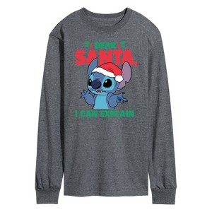 Men's - Lilo and Stitch - Dear Santa I Can Explain Long Sleeve Graphic T-Shirt - 1 of 4