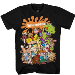 Mens Nickelodeon 90's Classic Shirt - Rugrats, Reptar, Ren & Stimpy, and Hey Arnold Vintage T-shirt (Black Nick, X-Large) - 1 of 4