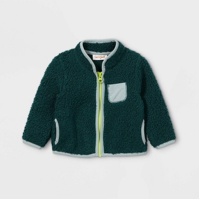 Image of Baby Family Gateway Sherpa Zip-Up Sweatshirt - Cat & Jack™ Green 0-3M