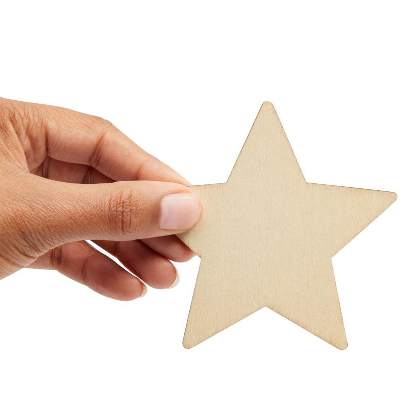 Juvale 24 Pack Wood Stars for Crafts, Unfinished Wooden Cutouts for DIY Projects, 3.8 Inches, 5 of 10