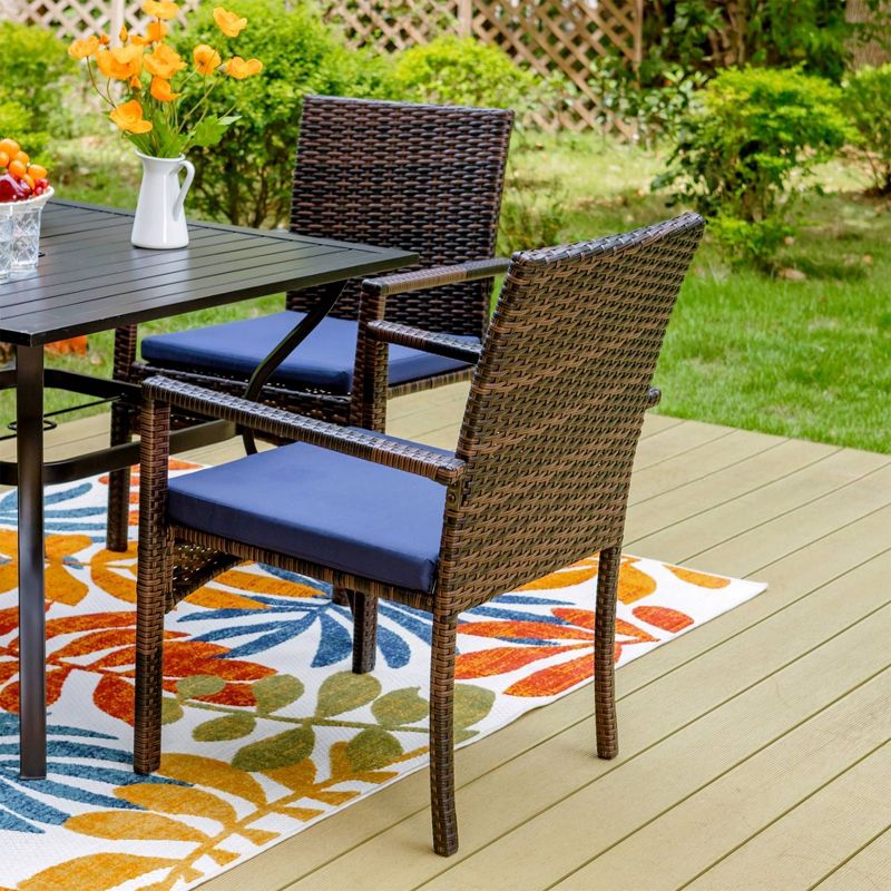 5pc Patio Dining Set with Square Metal Table &#38; 4 PE Rattan Chairs - Captiva Designs, 4 of 9