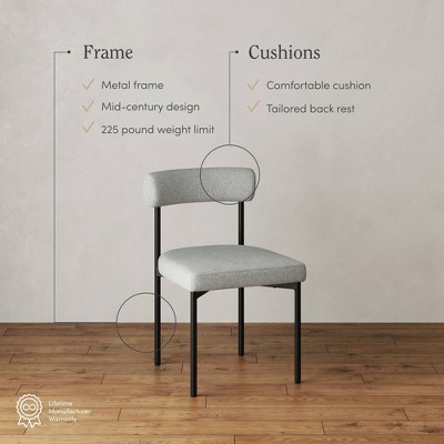 Set of 4 Gray Upholstered Metal Dining Chairs
