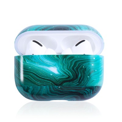 Insten Case Compatible with AirPods Pro - Soft Glossy Marble Skin Cover, Green
