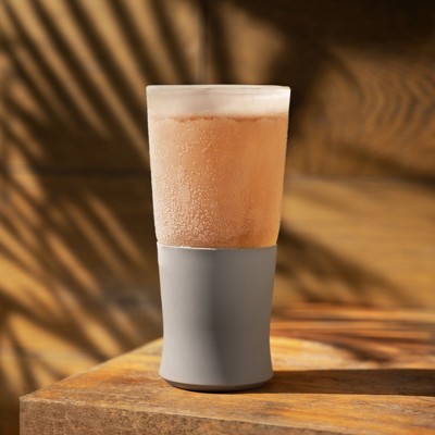 Gray Double Wall Glass Beer Freezer Set, 16oz, 2 Pieces