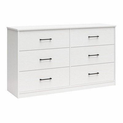 White Wide 6 Drawer Dresser with Metal Slides