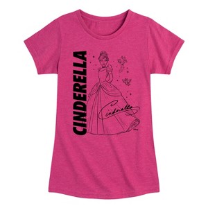 Girls' - Disney Princess - Cinderella with Birds Fitted Short Sleeve Graphic T-Shirt - 1 of 4