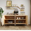 Vipbear 58" Large Kitchen Storage Cabinet with Shelves and 4 Fluted Doors, Modern Console Table for Kitchen, Dining Room - 4 of 4