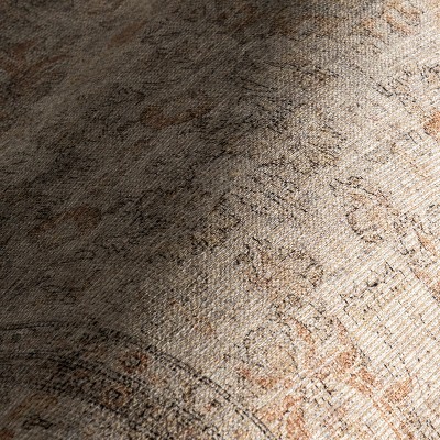 Light Brown Rectangular Synthetic Vintage Medallion 4' x 6' Area Rug