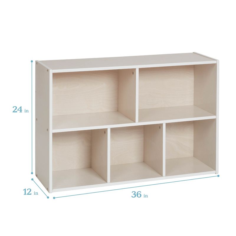 ECR4Kids Birch Streamline 5-Compartment Storage Cabinet, Wood Toy Storage Shelves for Kids, 3 of 14