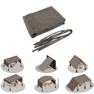 Gulches 13x7.7 Outdoor Pergola Sun Shade Canopy - HDPE Permeable Cover Cloth with Grommets, Brown - 1 of 4