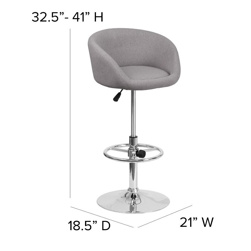 Flash Furniture Contemporary Adjustable Height Barstool with Barrel Back and Chrome Base, 5 of 12