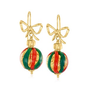 Ross-Simons Italian Multicolored Murano Glass Christmas Ornament Bead Drop Earrings in 18kt Gold Over Sterling - 1 of 4